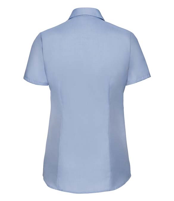 Russell Collection Ladies Short Sleeve Herringbone Shirt